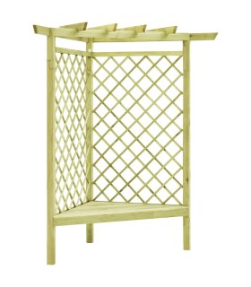 Pérgola esquina y asiento madera pino impregnada 130x130x197 cm