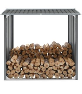 Casetilla para leña acero galvanizado gris 172x91x154 cm