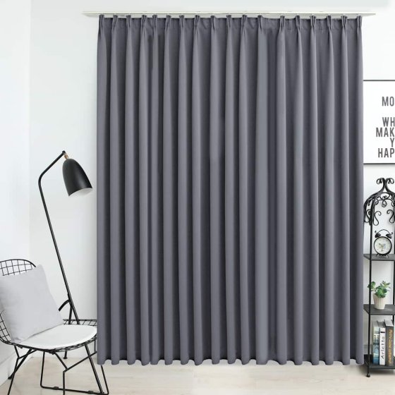 Cortina opaca con ganchos gris 290x245 cm
