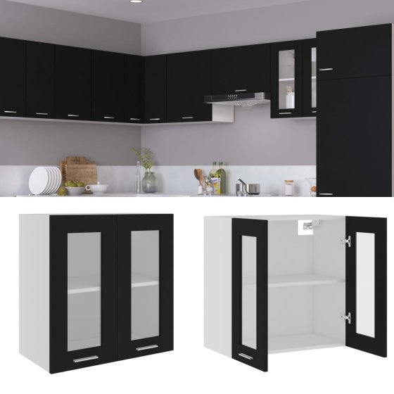 Armario colgante cocina “Lyon” madera contrachapada negro