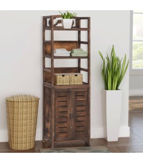 Mueble expositor madera de paulownia marrón oscuro 46x24x140 cm
