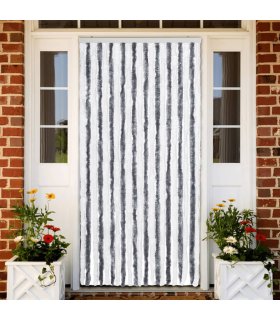 Cortina mosquitera gris y blanco chenilla 90x220 cm