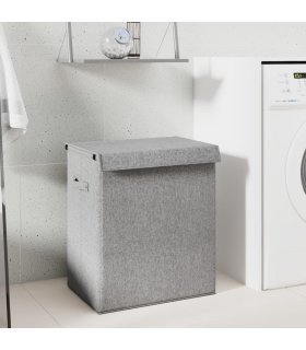 Cesto ropa sucia plegable lino sintético gris 51x34,5x59,5 cm