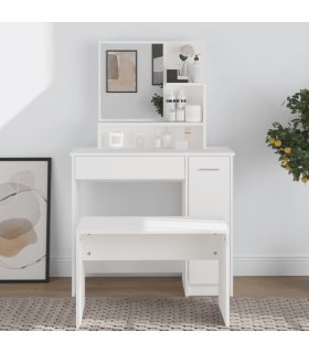 Tocador con espejo blanco 86,5x35x136 cm