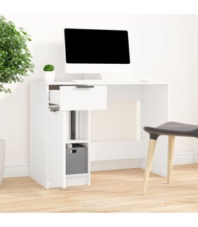 Escritorio de madera contrachapada blanco 100x50x75 cm