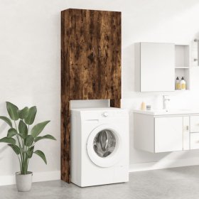 Armario de lavadora color roble ahumado 64x25,5x190 cm