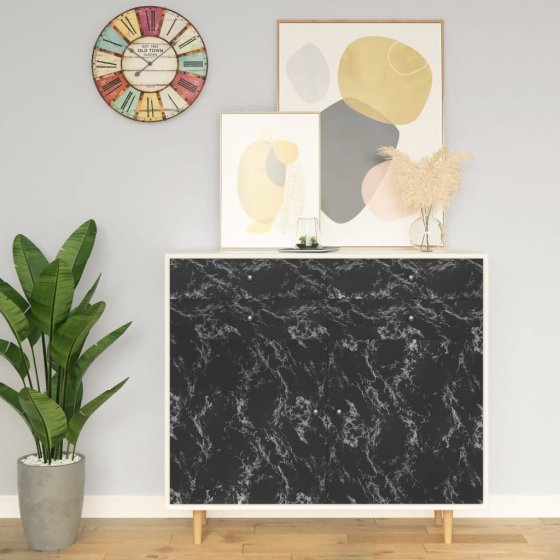 Láminas autoadhesivas muebles PVC piedra negra 500x90 cm