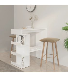 Mesa bar estante contrachapada blanca - Muebles