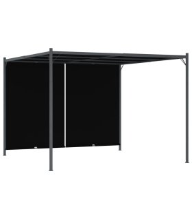 Pérgola de jardín con tejado retráctil gris antracita 3x3 m