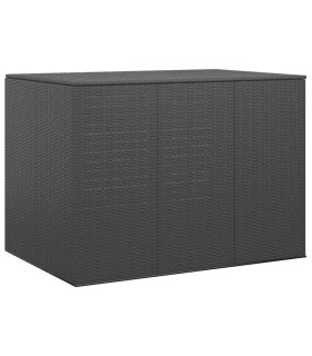 Baúl para cojines de jardín ratán PE negro 145x100x103 cm