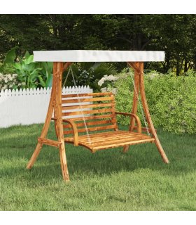Estructura columpio y techo crema madera curvada acabado teca
