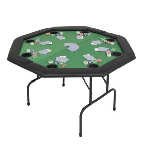 Tablero de póker plegable en 2 octogonal verde 8 jugadores