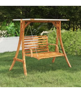 Estructura columpio y techo crema madera curvada acabado teca