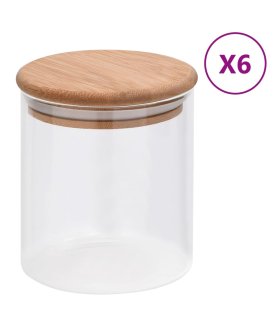 Tarros de almacenaje con tapa de bambú 6 unidades 600 ml