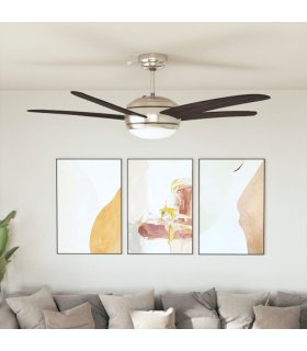 Ventilador de techo adornado con lámpara 128 cm marrón