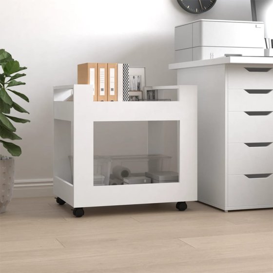 Carrito de escritorio madera contrachapada blanco 60x45x60 cm