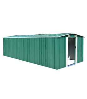 Caseta de jardín metal verde 257x580x181 cm