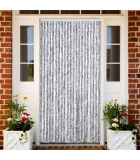 Cortina mosquitera de chenilla blanca y gris 90x220 cm
