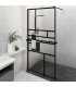 Mampara ducha con estante vidrio ESG y aluminio negro 115x195cm