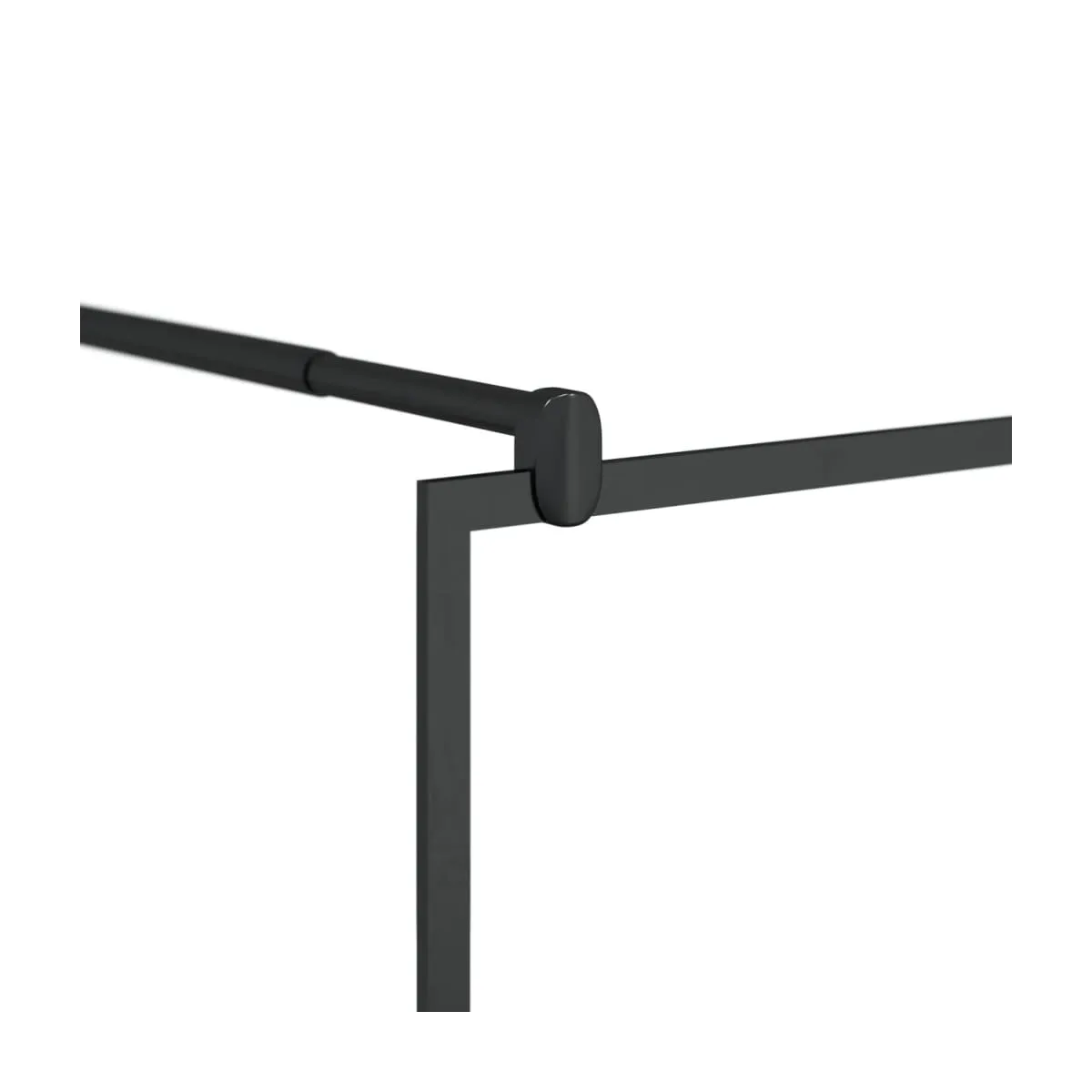 Mampara ducha con estante vidrio ESG y aluminio negro 115x195cm