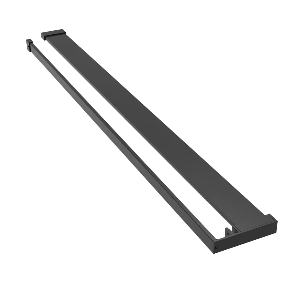 Mampara ducha con estante vidrio ESG y aluminio negro 115x195cm