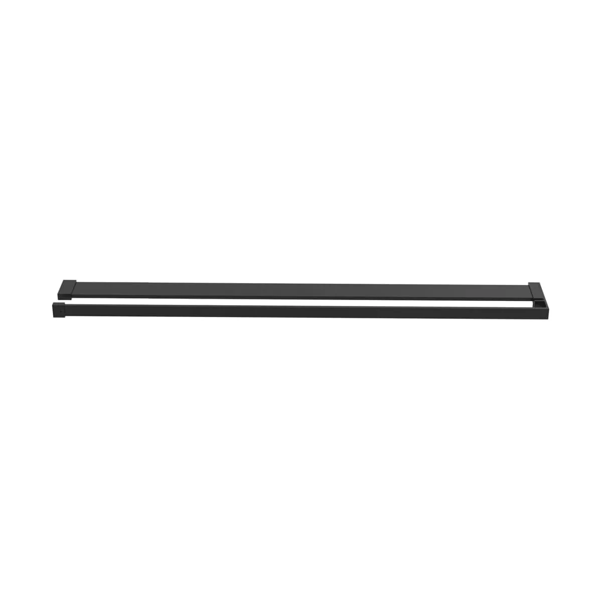 Mampara ducha con estante vidrio ESG y aluminio negro 115x195cm