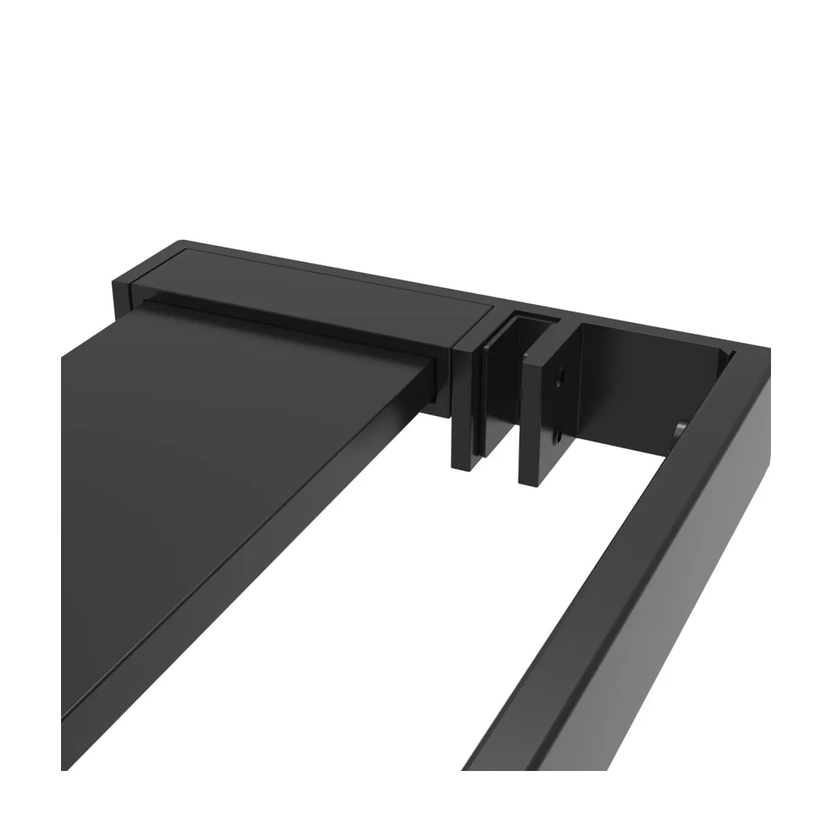 Mampara ducha con estante vidrio ESG y aluminio negro 115x195cm