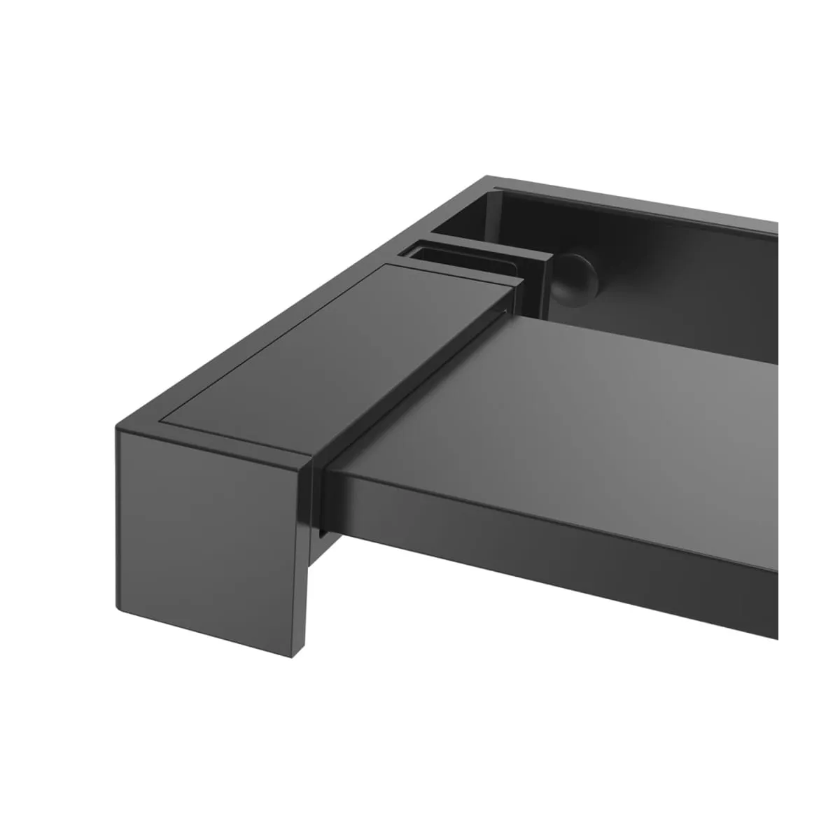 Mampara ducha con estante vidrio ESG y aluminio negro 115x195cm
