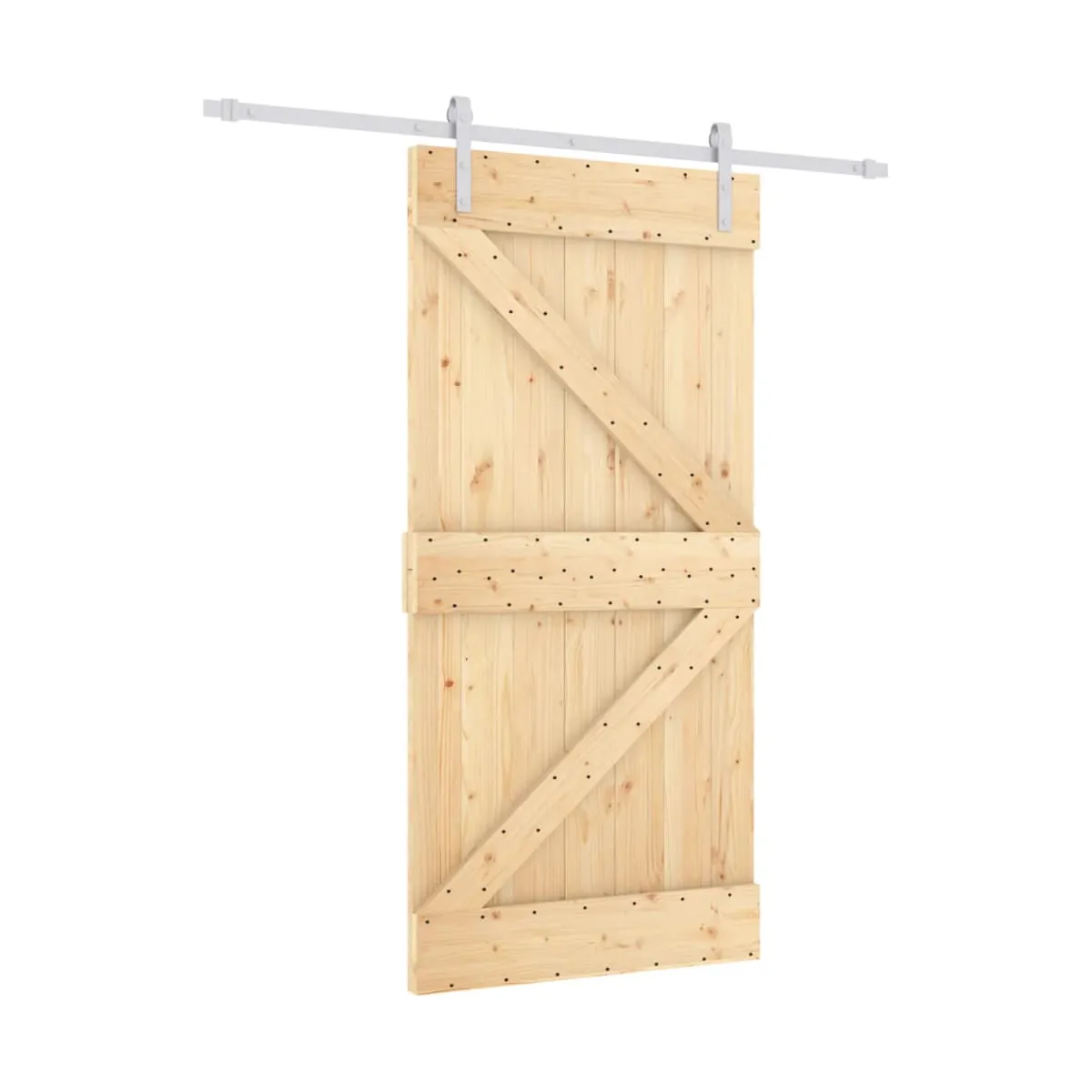 Puerta corredera con herrajes madera maciza de pino 100x210 cm