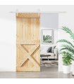 Puerta corredera con herrajes madera maciza de pino 100x210 cm