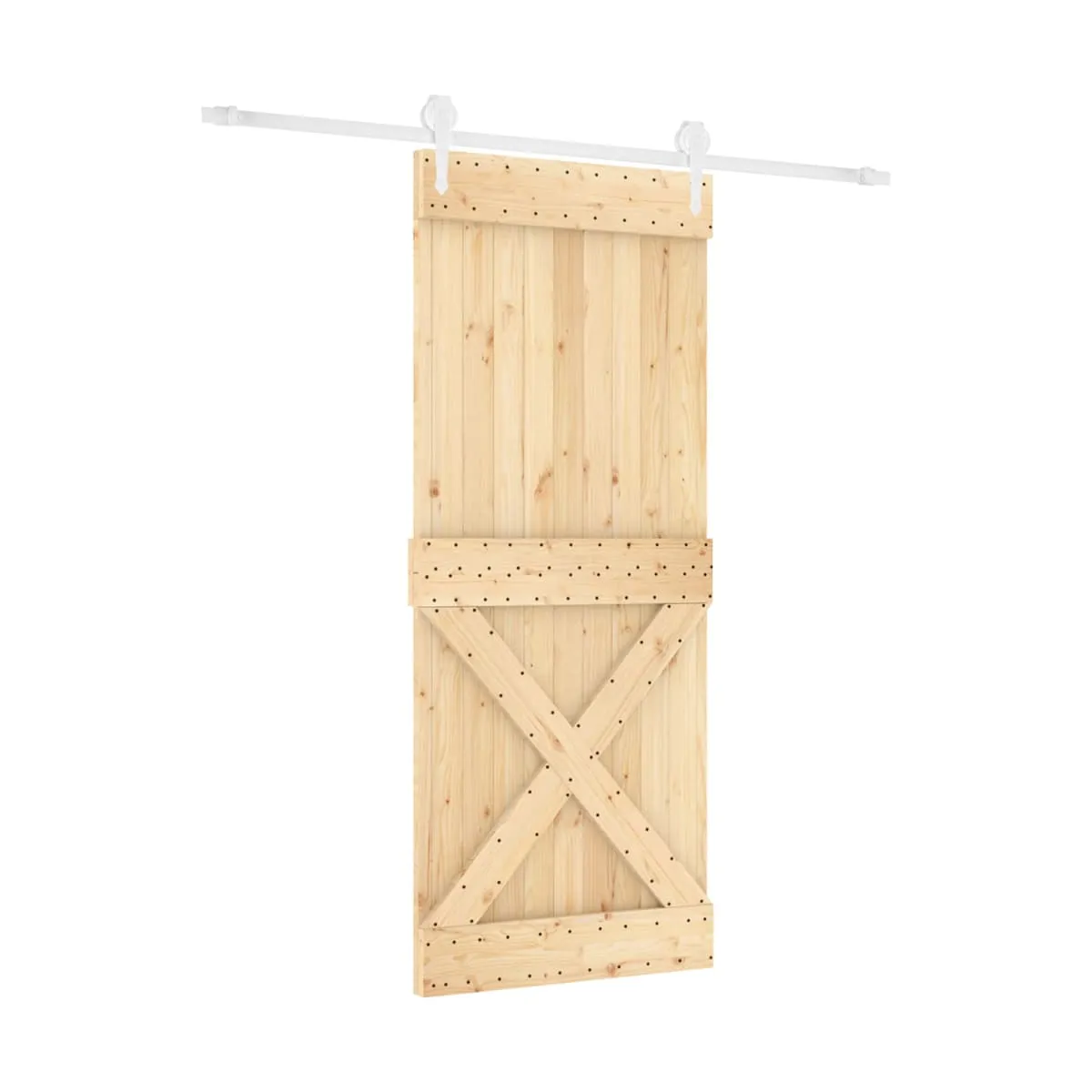 Puerta corredera con herrajes madera maciza de pino 100x210 cm