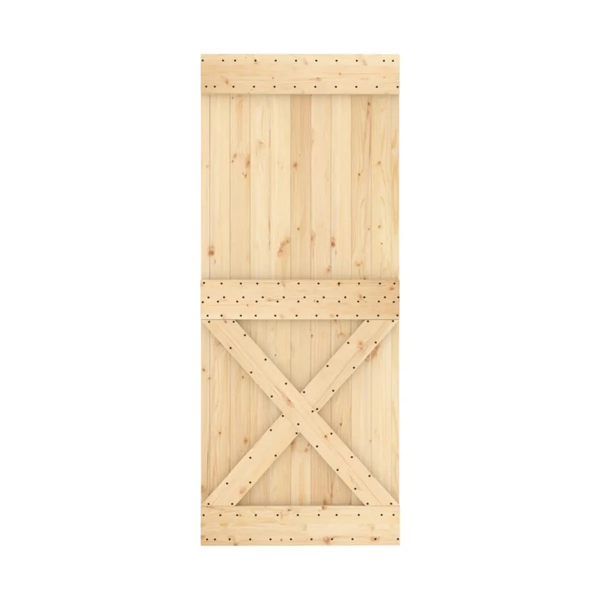 Puerta corredera con herrajes madera maciza de pino 100x210 cm