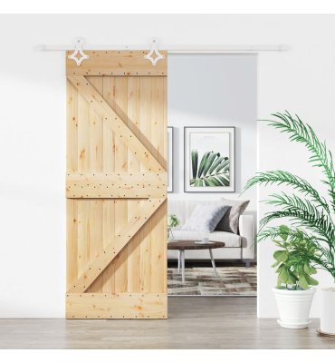 Puerta corredera con herrajes madera maciza de pino 80x210 cm