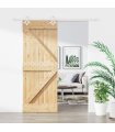 Puerta corredera con herrajes madera maciza de pino 80x210 cm