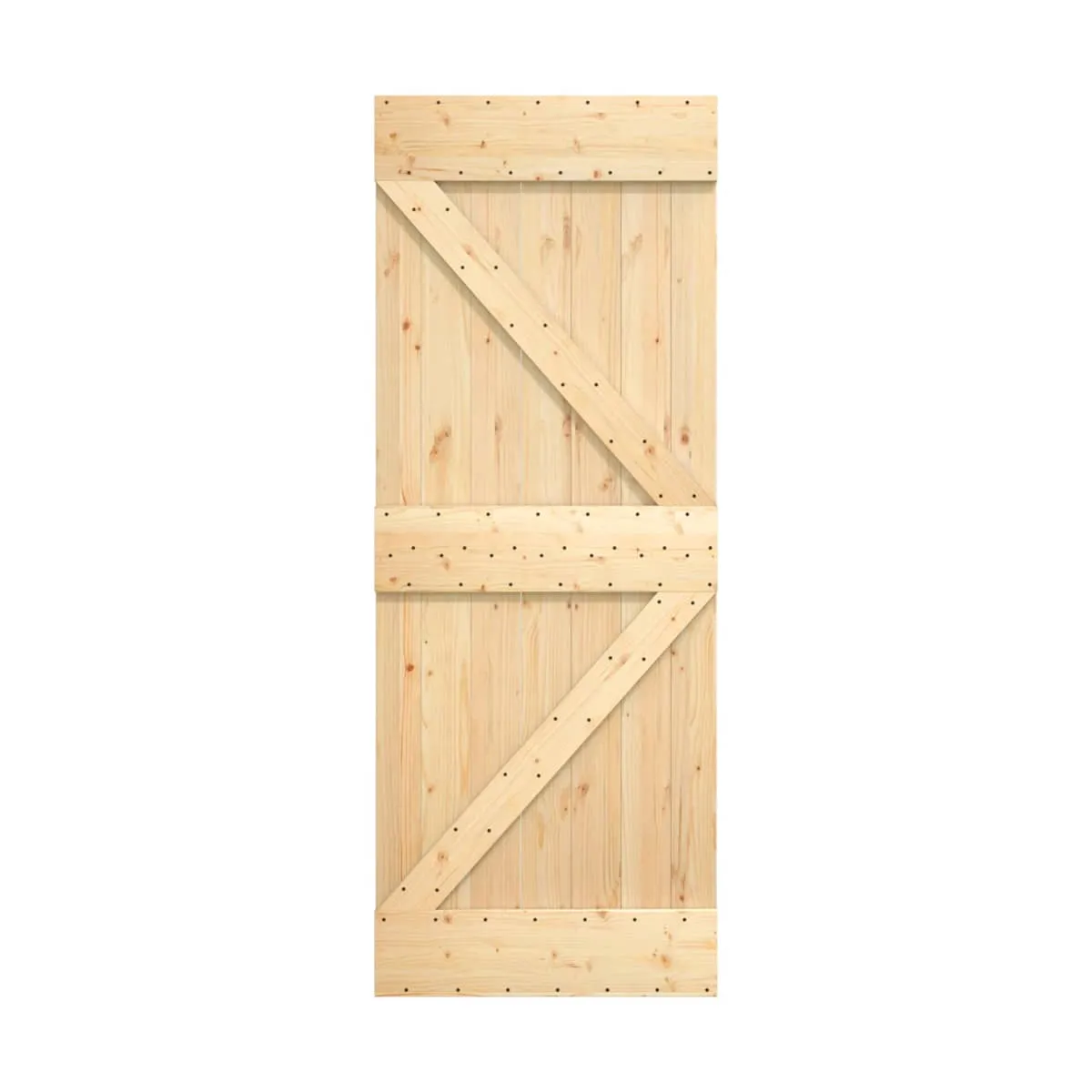 Puerta corredera con herrajes madera maciza de pino 80x210 cm