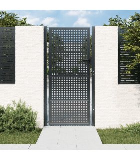 Puerta de jardín acero gris antracita 105x250 cm