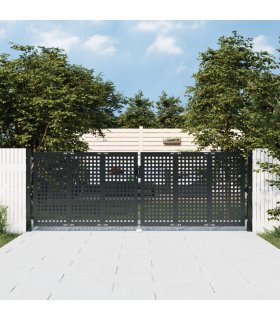 Puerta de jardín acero gris antracita 300x150 cm