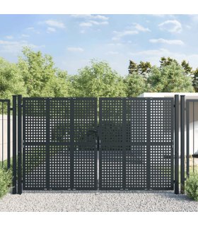 Puerta de jardín acero gris antracita 300x200 cm