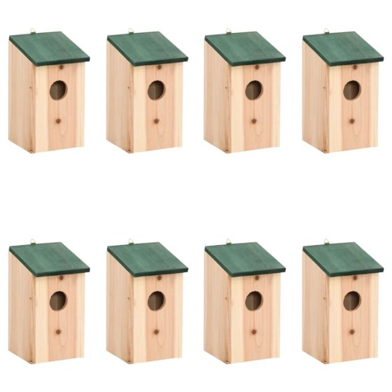 Casa para pájaros 8 unidades madera 12x12x22 cm