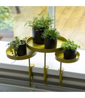 Esschert Design Bandeja para plantas con abrazadera redonda dorada S