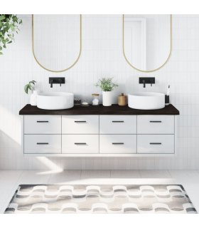 Encimera de baño madera tratada marrón oscuro 180x60x(2-6) cm