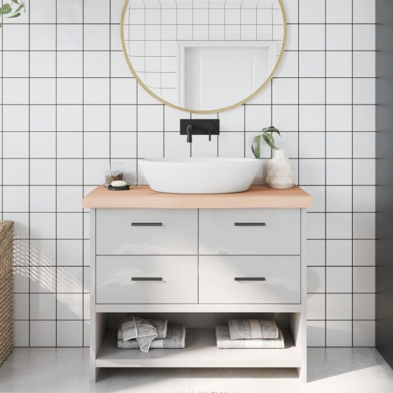 Encimera de baño madera maciza sin tratar 100x30x(2-6) cm