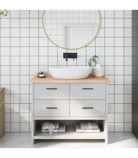 Encimera de baño madera maciza sin tratar 100x40x(2-4) cm