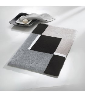 Kleine Wolke Alfombra de baño Dakota platino gris y negro 55x65 cm