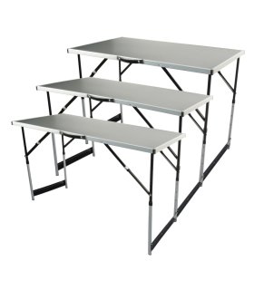 Brüder Mannesmann Set de mesas plegables multiusos 3 piezas aluminio
