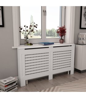 Cubiertas para radiador 2 unidades MDF blanco 152x19x81,5 cm