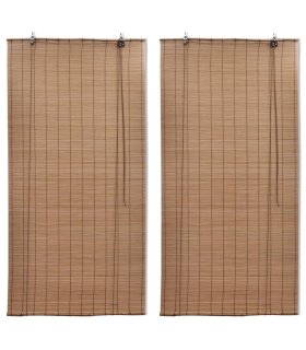 Estor enrollable de bambú 2 unidades marrón 120x220 cm