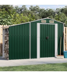 Cobertizo de jardín acero galvanizado verde 277x93x179 cm