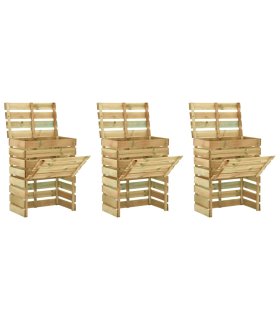 Compostadores de láminas 3 uds madera de pino 80x50x100 cm