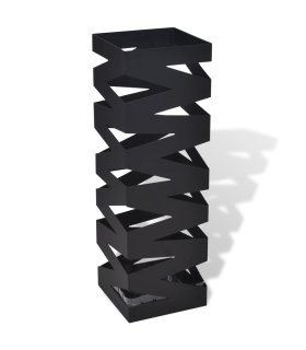 Paragüero cuadrado soporte para bastones de acero negro 48,5 cm